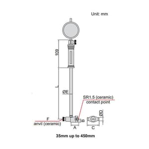 Insize 50 - 160 mm Precision Bore Gauge With Dial Indicator, 2825-160