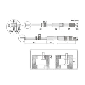 Insize 0 - 25 mm Groove Micrometer (Two-Directional Ratchet Stop), 3287-251B