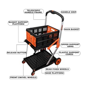 Black+Decker 60 Kg Load Capacity Platform Trolley with Basket, BXWT-H204