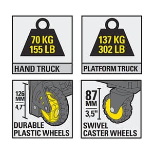 Stanley 137 Kg Load Capacity 2-in-1 Folding Truck, SXWT-FT585-SP