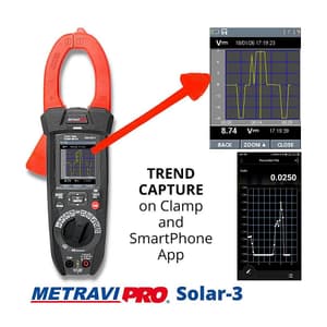 Metravi 3-5/6 Digit / 1000A Digital TRMS AC/DC Clamp Meter For Solar & Motor Applications, Pro Solar-3
