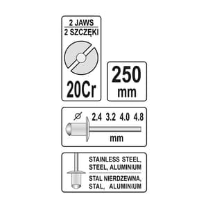 Yato 2.4 - 4.8 mm Hand Riveter, YT-36007