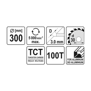Yato 12 inch / 300 mm TCT Circular Saw Blade For Aluminium (100 Teeth), YT-6097