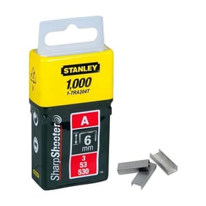 Stanley 6 mm 1/4 Inch Light Duty Staples A-Type (Pack of 1000 Pcs), 1-TRA204T