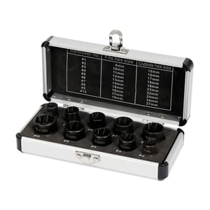 Yato 10 Pcs / 3/8 Inch Sq. Drive Broken Screw Extractor Twist Socket Set, YT-06031