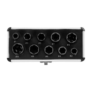 Yato 10 Pcs / 3/8 Inch Sq. Drive Broken Screw Extractor Twist Socket Set, YT-06031