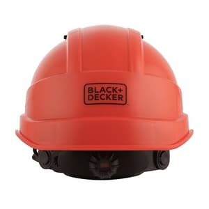 Black+Decker Industrial Safety Helmet With Plastic Suspension & Ratchet Type Adjustment With Chin Strap (Red), BXHP0221IN