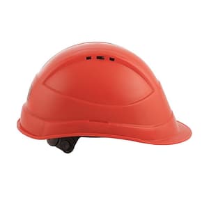 Black+Decker Industrial Safety Helmet With Plastic Suspension & Ratchet Type Adjustment With Chin Strap (Red), BXHP0221IN