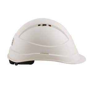 Black+Decker Industrial Safety Helmet With Plastic Suspension & Ratchet Type Adjustment With Chin Strap (White), BXHP0221IN