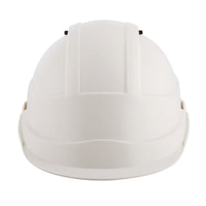Black+Decker Industrial Safety Helmet With Plastic Suspension & Ratchet Type Adjustment With Chin Strap (White), BXHP0221IN
