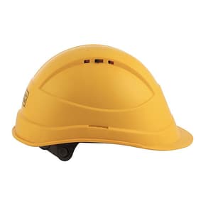 Black+Decker Industrial Safety Helmet With Plastic Suspension & Ratchet Type Adjustment With Chin Strap (Yellow), BXHP0221IN