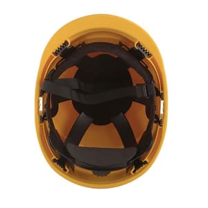 Black+Decker Industrial Safety Helmet With Plastic Suspension & Ratchet Type Adjustment With Chin Strap (Yellow), BXHP0221IN