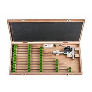 Mitutoyo 0 - 300 mm Digital Depth Micrometer with 12 Pcs Interchangeable Rods (101.6 mm Base Width), 329-251-30