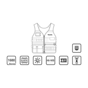 Makita 510 mm Length Work Vest with Adjustable Pockets, E-15609