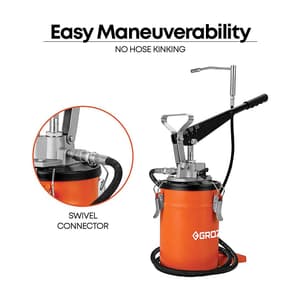 Groz 3 Kg Hand Operated Bucket Grease Pump With Variable Handle Setting (Without Wheel), VGP/3A/RF