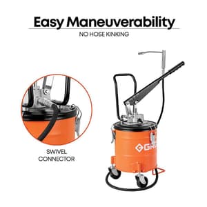 Groz 6 Kg Hand Operated Bucket Grease Pump With Wheels & Variable Handle Setting, VGP/6