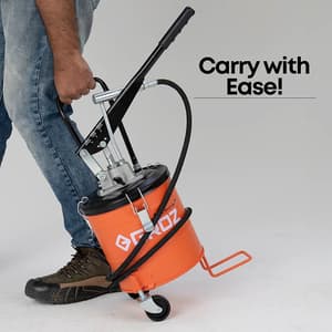 Groz 6 Kg Hand Operated Bucket Grease Pump With Wheels & Variable Handle Setting, VGP/6