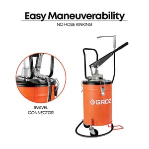 Groz 10 Kg Hand Operated Bucket Grease Pump With Wheels & Variable Handle Setting, VGP/10
