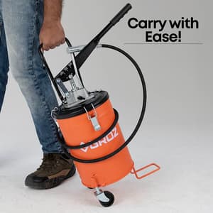 Groz 10 Kg Hand Operated Bucket Grease Pump With Wheels & Variable Handle Setting, VGP/10