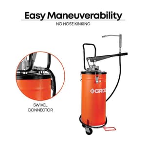 Groz 15 Kg Hand Operated Bucket Grease Pump With Wheels & Variable Handle Setting, VGP/15