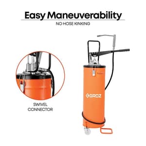 Groz 20 Kg Hand Operated Bucket Grease Pump With Wheels & Variable Handle Setting, VGP/20