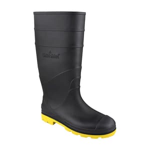 Alko Plus 15 inch PVC Gumboot with Cotton Lining & without Steel Toe (Black & Yellow), APS G2