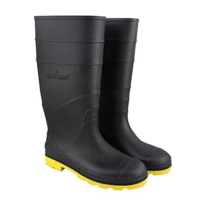 Alko Plus 15 inch PVC Gumboot with Cotton Lining & without Steel Toe (Black & Yellow), APS G2