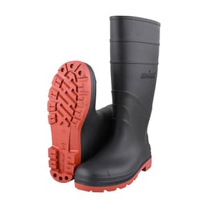 Alko Plus 15 inch PVC Gumboot with Cotton Lining & Steel Toe (Black & Red), APS G5