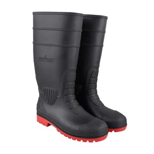 Alko Plus 15 inch PVC Gumboot with Cotton Lining & Steel Toe (Black & Red), APS G7