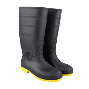 Alko Plus 15 inch PVC Gumboot with Cotton Lining & Steel Toe (Black & Yellow), APS G7