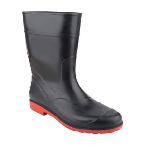 Alko Plus 11 inch PVC Gumboot without Cotton Lining & Steel Toe (Black & Red), APS G11