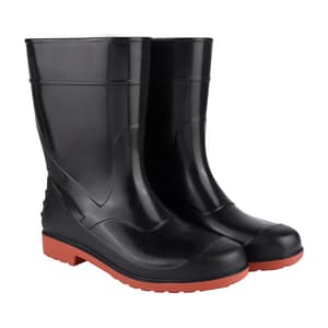 Alko Plus 11 inch PVC Gumboot without Cotton Lining & Steel Toe (Black & Red), APS G11