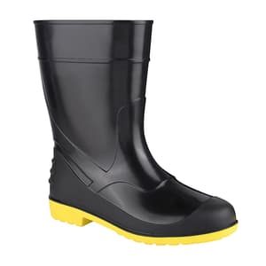 Alko Plus 11 inch PVC Gumboot without Cotton Lining & Steel Toe (Black & Yellow), APS G11