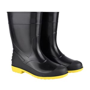 Alko Plus 11 inch PVC Gumboot without Cotton Lining & Steel Toe (Black & Yellow), APS G11