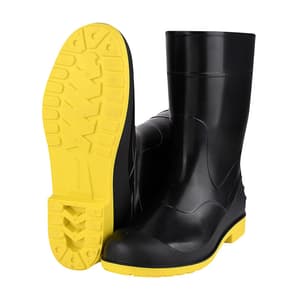 Alko Plus 11 inch PVC Gumboot without Cotton Lining & Steel Toe (Black & Yellow), APS G11
