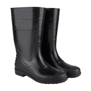 Alko Plus 13 inch PVC Gumboot with Cotton Lining & without Steel Toe (Black), APS G13