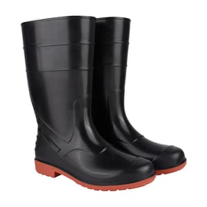 Alko Plus 13 inch PVC Gumboot with Cotton Lining & without Steel Toe (Black & Red), APS G13