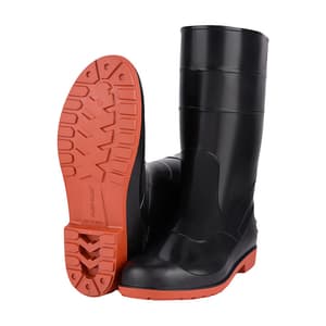 Alko Plus 13 inch PVC Gumboot with Cotton Lining & without Steel Toe (Black & Red), APS G13