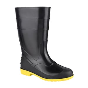 Alko Plus 13 inch PVC Gumboot with Cotton Lining & without Steel Toe (Black & Yellow), APS G13