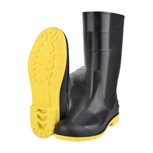 Alko Plus 13 inch PVC Gumboot with Cotton Lining & without Steel Toe (Black & Yellow), APS G13