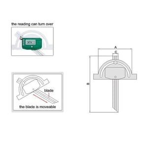 Insize 200 x 400 mm Digital Protractor, 4778-200