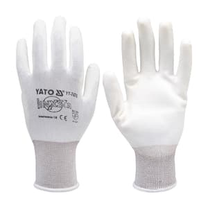 Yato White Polyurethane Coated Nylon Gloves, YT-7470