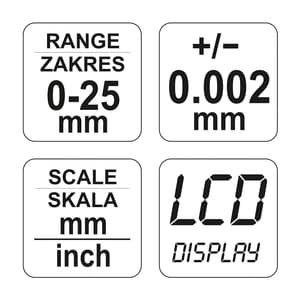 Yato 0 - 25 mm Electronic Outside Micrometer, YT-72305