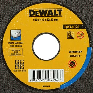 Dewalt 180 x 1.6 x 22.23 mm Inox Cutting Wheel, DWA8922