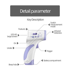 CEM 32ºC to 42.5ºC Clinical Forehead Non-Contact Infrared Thermometer (Body / Surface Mode), DT-8806H