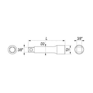 Yato 3 Inch / 76 mm Extension Bar (3/8 Inch Sq Drive), YT-3843