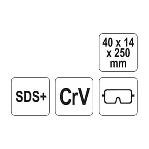 Yato 22 x 18 x 250 mm Hollow Chisel with SDS CRV, YT-4723