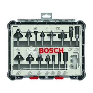 Bosch 1/4 Inch Shank Mixed Router Bit Set (Pack of 15 Pcs), 2 607 017 473