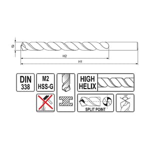 Yato 12.5 x 151 mm HSS-G Twist Drill Bit (Pack of 1 Pcs), YT-3958