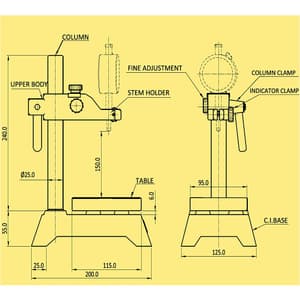 Baker 150 mm Dial Comparator Stand (Plain Base), CS 150